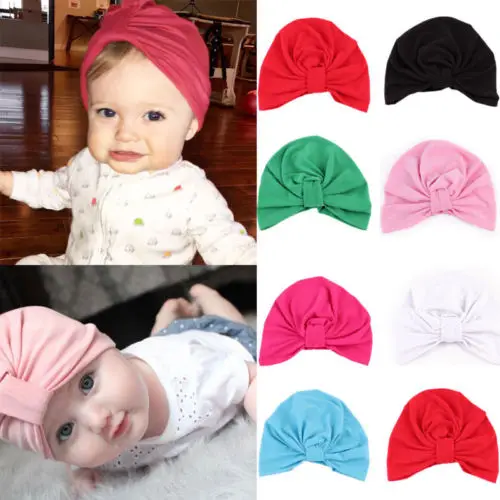 Newborn Infant Kid Baby Girl Bowknot Hat Toddler Cute Comfy Hospital Solid Fitted Rayon 7 Styles Cap Beanie Pudcoco Popular | Детская
