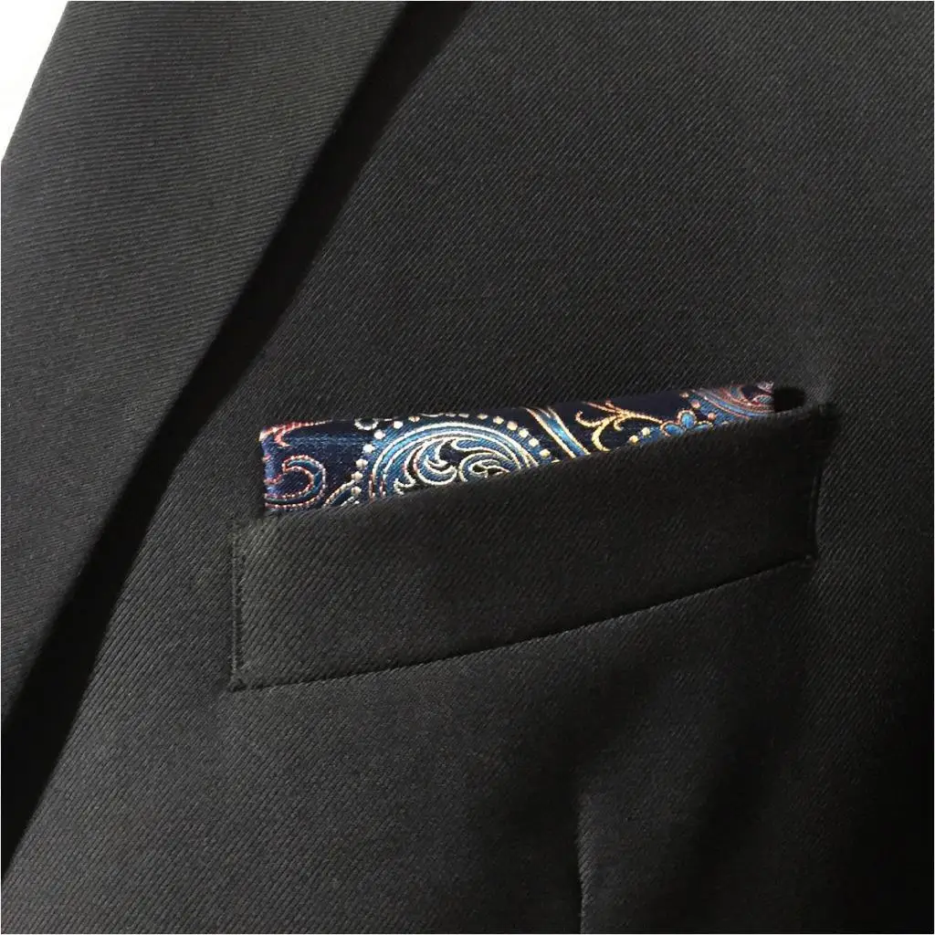 BH26 Brand New Mens Pocket Square Navy Multicolor Paisley Silk Dress Wedding Fashion Hanky 12.6&quot | Аксессуары для одежды
