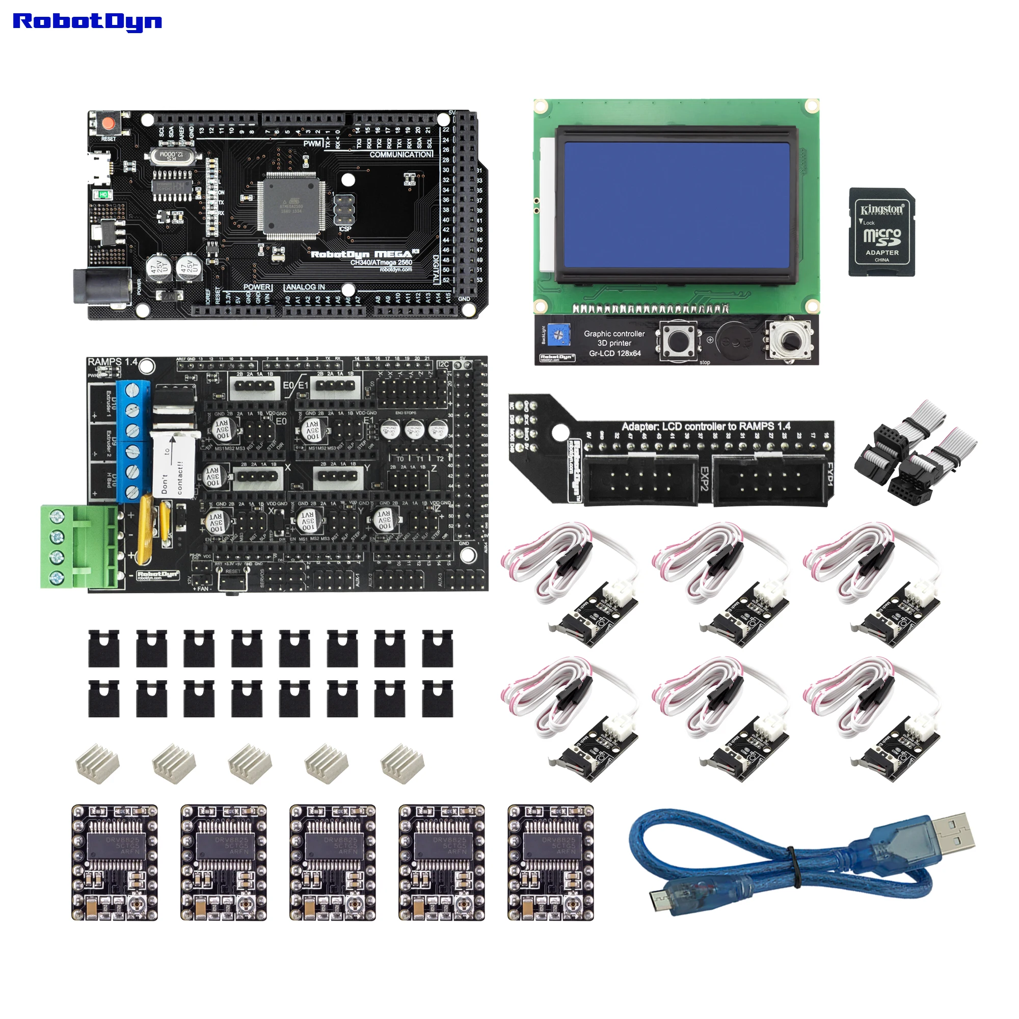 3D принтер и CNC KIT2. Контроллер MEGA 2560 + RAMPS 1 4 Graphic 128x64 драйверы конечная остановка