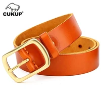 cukup top quality pure cow cowhide leather belts brass pin buckle metal belt men retro styles accessories for male 2022 nck689