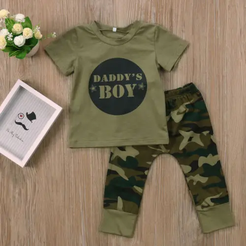 Newborn Baby Boy Girls Clothes Camo T-shirt Tops Long Pants Outfits Set 2Pcs | Детская одежда и обувь