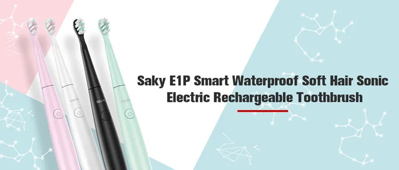 Saky E1P умная Водонепроницаемая мягкая звуковая электрическая зубная щетка для