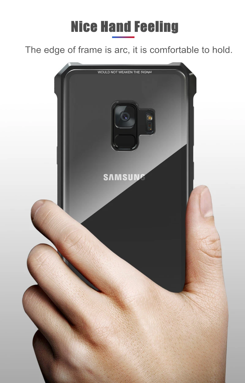 Для samsung S9 S8 Plus Note9 бампер Note 9 8 алюминиевая металлическая рамка с прозрачным