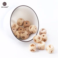 lets make baby teether 10pc 12 mm wood beads heart star ankle food grade wooden teether diy necklace teething toys baby product