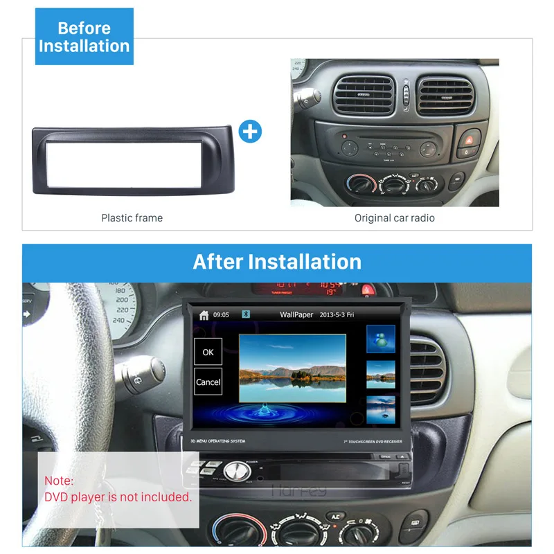 Автомобильная аудиосистема Harfey 1 DIN для RENAULT SCENIC Megane в комплекте с адаптером