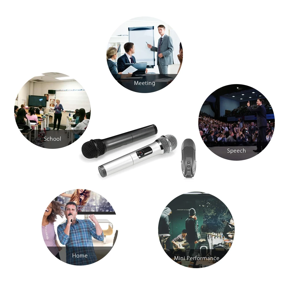 2Pcs UHF Wireless Microphone Bluetooth 3.0 Karaoke Mic For Ios Android Smartphone Computer Meeting Class Speech | Электроника