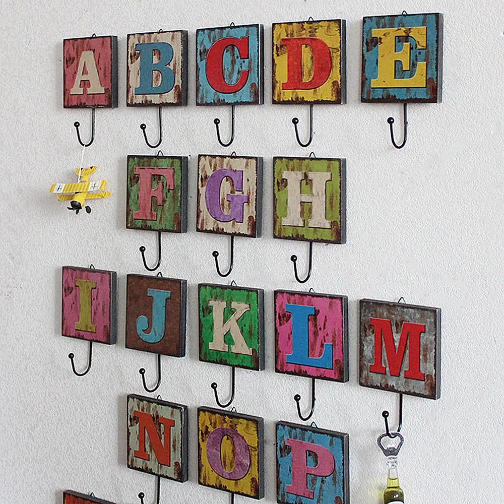2pcs Creative Coffee Shop Hook Clothing Home Decoration Retro 26 English Alphabet Wall | Дом и сад