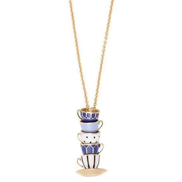 Высокое качество роскошная Мода эмаль чай время стакана чайная чашка ожерелье