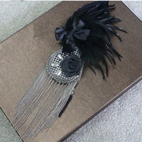 handmade boutonniere fabric flower feather bow chain tassel designer brooch pin for men suits wedding accessories corsage gift