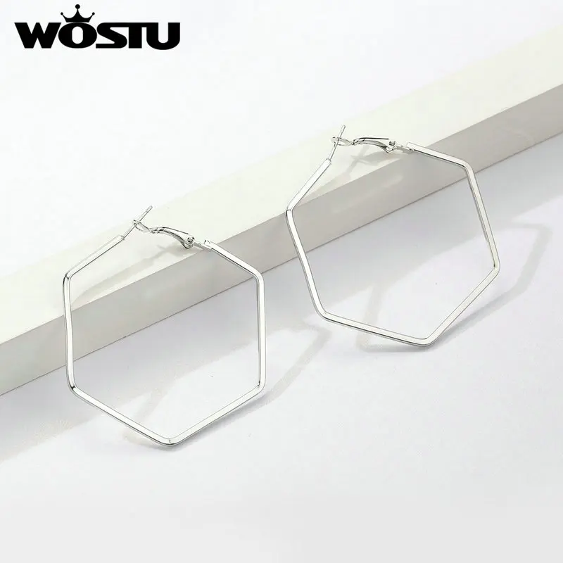 Женские серьги с шестигранной подвеской WOSTU свадебные ювелирные изделия в