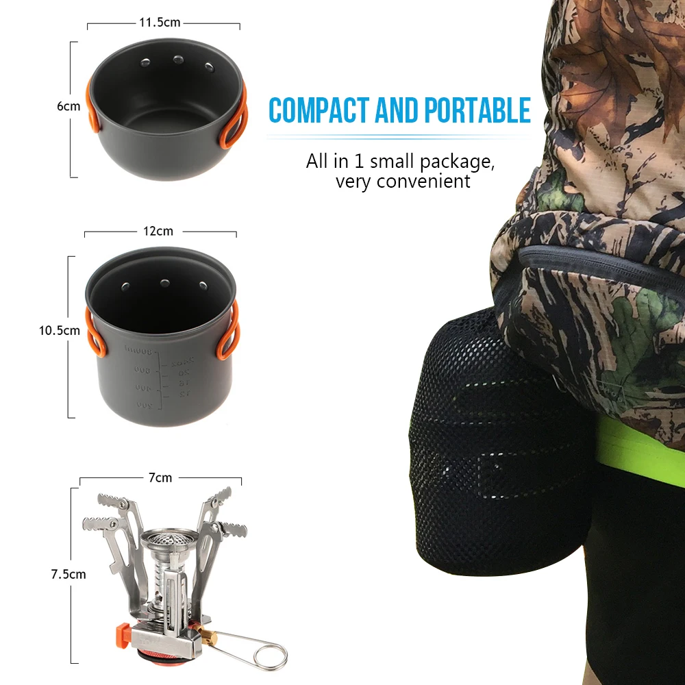 

TOMSHOO New Arrival Outdoor Backpacking Cooking Picnic Pot Set Cook Set Camping Hiking Picnic Cookware Set