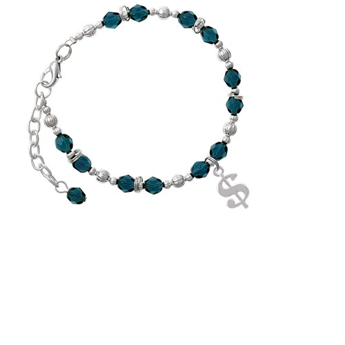 Rounded Dollar Sign Navy Blue Beaded Bracelet |