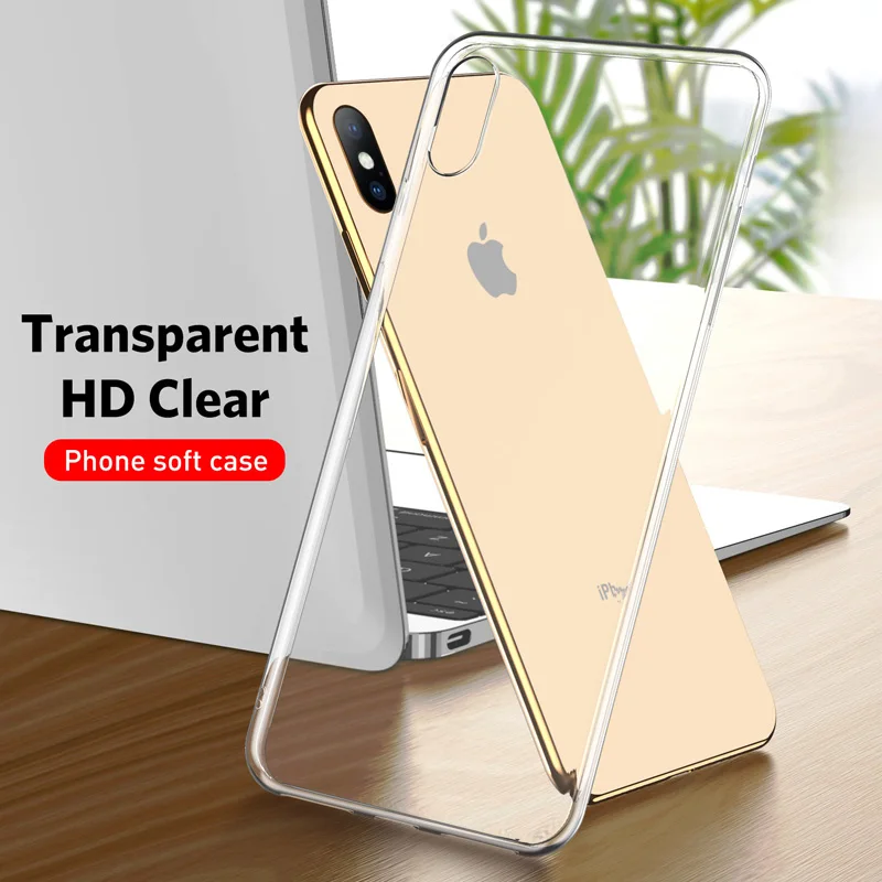 USLION Ultra Thin Clear Silicone Case for iPhone XS XR Xs Max X Transparent Phone Cases 6 6S 8 7 Plus Soft TPU Cover |