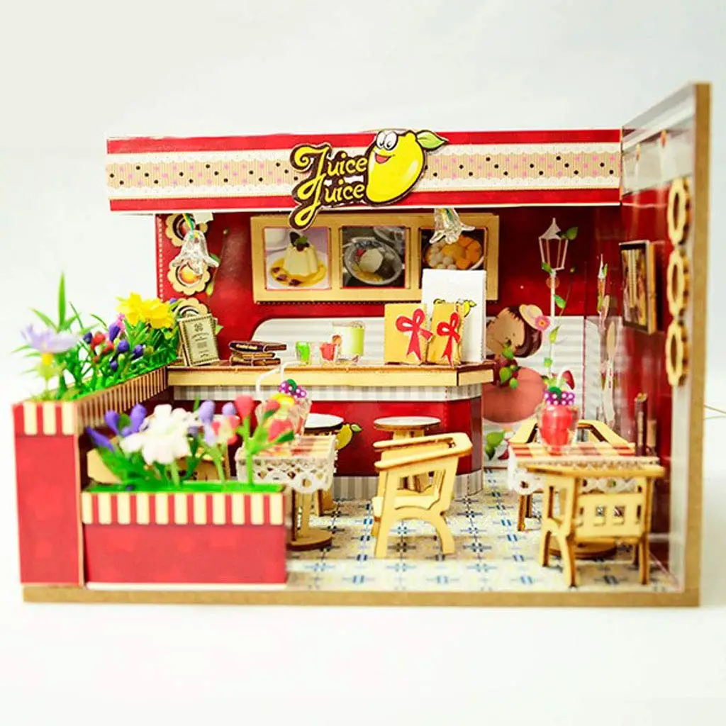 1/24 DIY деревянный кукольный домик со светодиодной подсветкой миниатюрный магазин