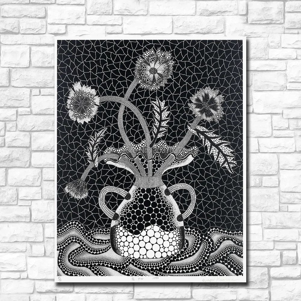 100% ручная роспись маслом на холсте Yayoi Kusama цветочный домашний декоративный