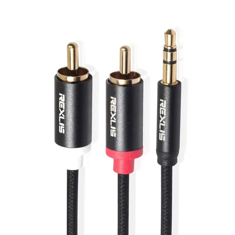 Аудиокабель REXUS VODOOL RCA штекер 3 5 мм 2 Aux кабель хлопковый плетеный провод шнур для