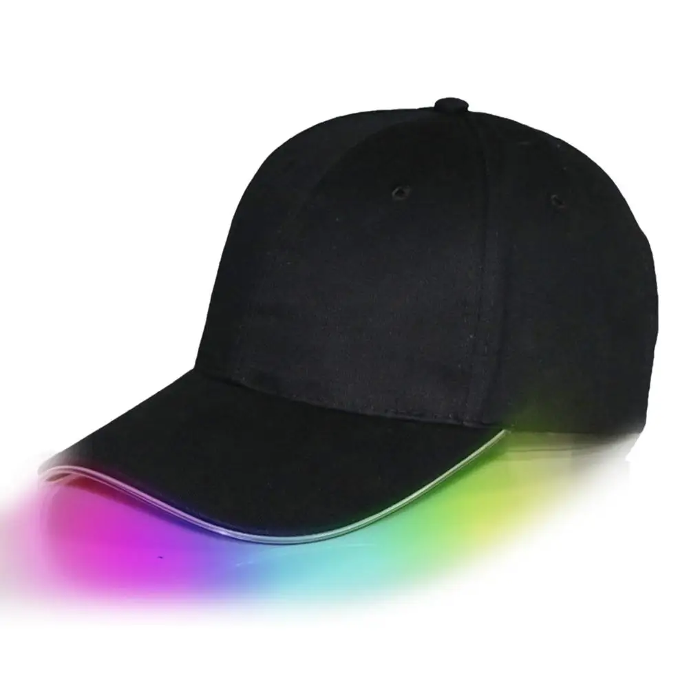 LED Lighted Baseball Hat Adjustable Sports Hats Glow Club Party Hip-Hop Golf Cap Fiber Optic Glowing Sun 16 Colors | Аксессуары для