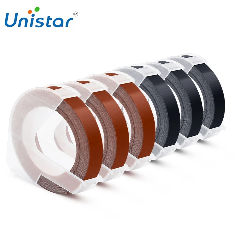 Unistar 6 рулонов тисненой 3D пластиковой ленты совместимой с Dymo лента тиснением 9 мм x