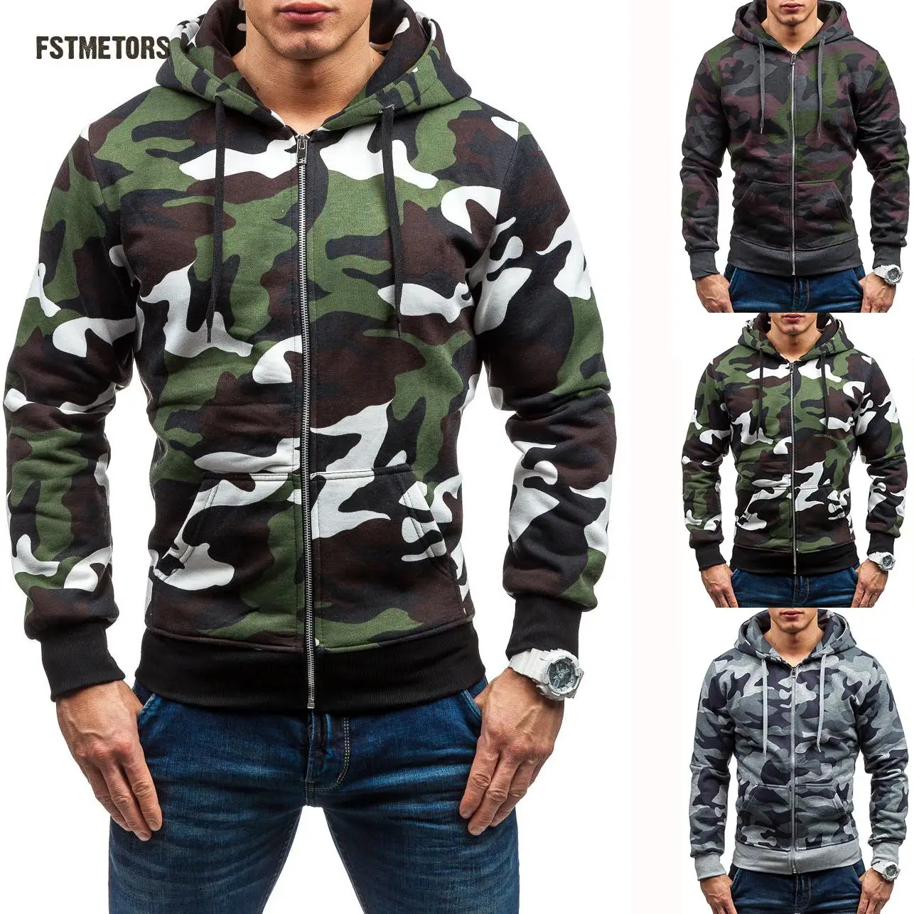 2018 Мужская толстовка модная повседневная спортивная камуфляжная на