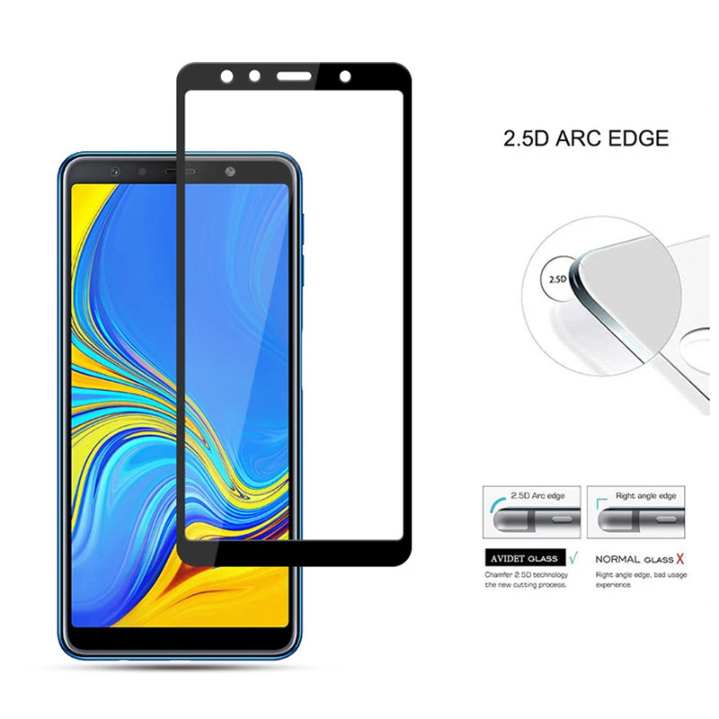 Protective Glass For Samsung Galaxy A7 2018 A750 Screen Protector SM-A750 Tempered Film cover | Мобильные телефоны и