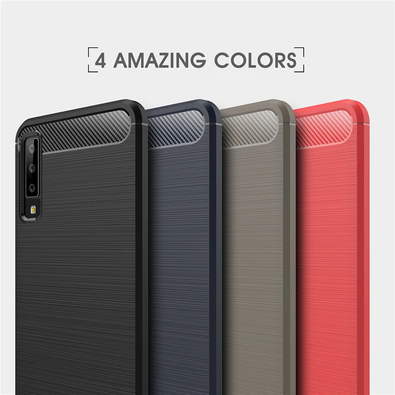 Чехол из углеродного волокна для Samsung A6 A7 A8 Plus A9 2018 A10 A30 A50 мягкий TPU Тонкий чехол