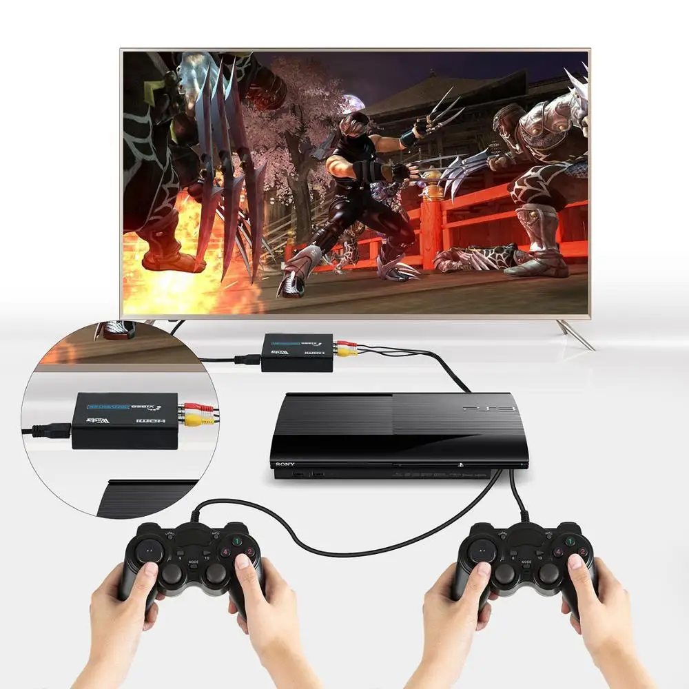 

Wiistar HDMI to AV S-Video CVBS Video Converter HD 3RCA PAL/NTSC Switch HDMI to composite S VIDEO Adapter for TV PC with Adapter