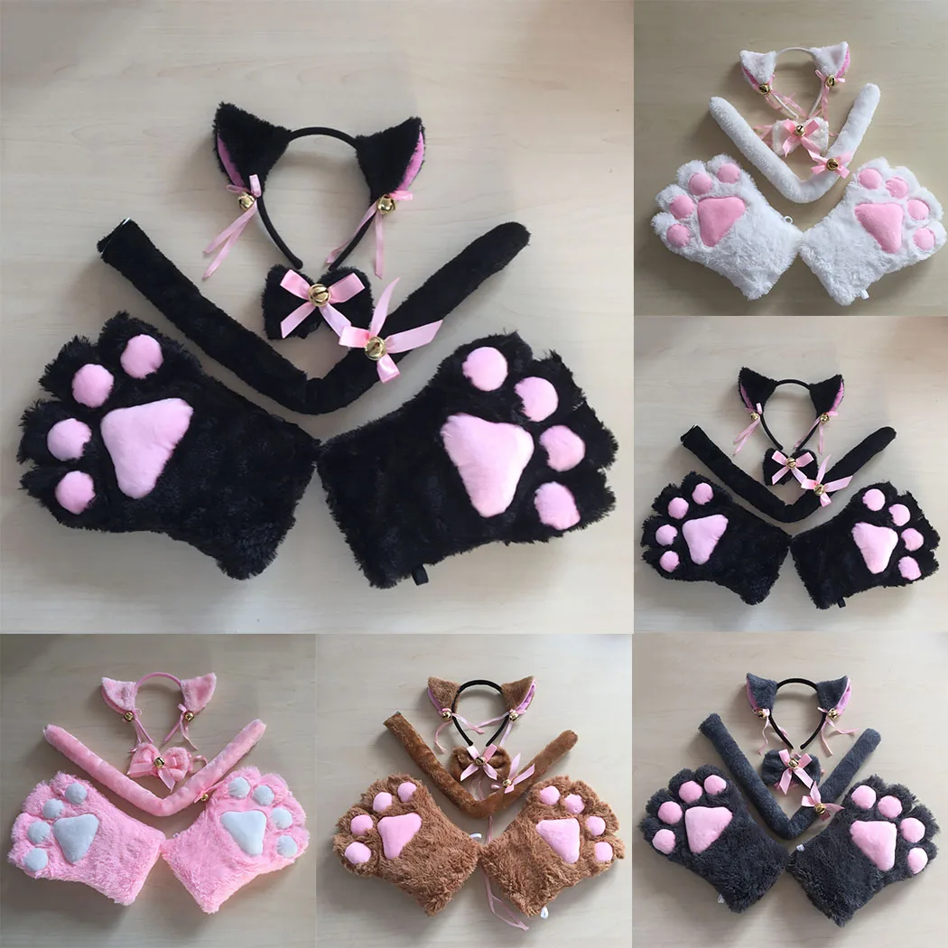 Аниме костюм для косплея котенка кошки девушки косплей перчатки лапы уши хвост