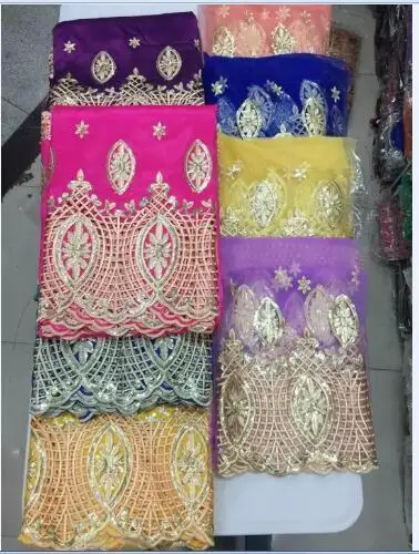 Blue +sequins!2015 High quality African George Fabric Swiss Voile Lace for party dress !LJ |