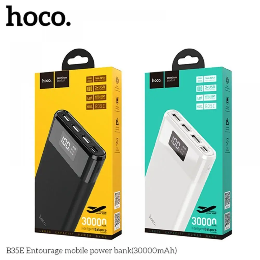 HOCO power Bank 30000 мАч три порта портативное зарядное устройство для iphone Xiaomi мобильный
