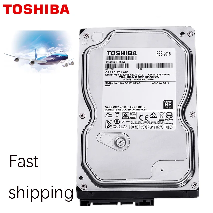 TOSHIBA 1 ТБ жесткий диск видеонаблюдения DVR NVR CCTV монитор HDD HD Внутренний SATA III 6 ГБ/сек.