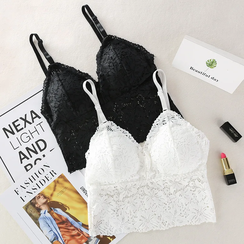 Женский кружевной бюстгальтер без косточек French bralette летнее нижнее белье |