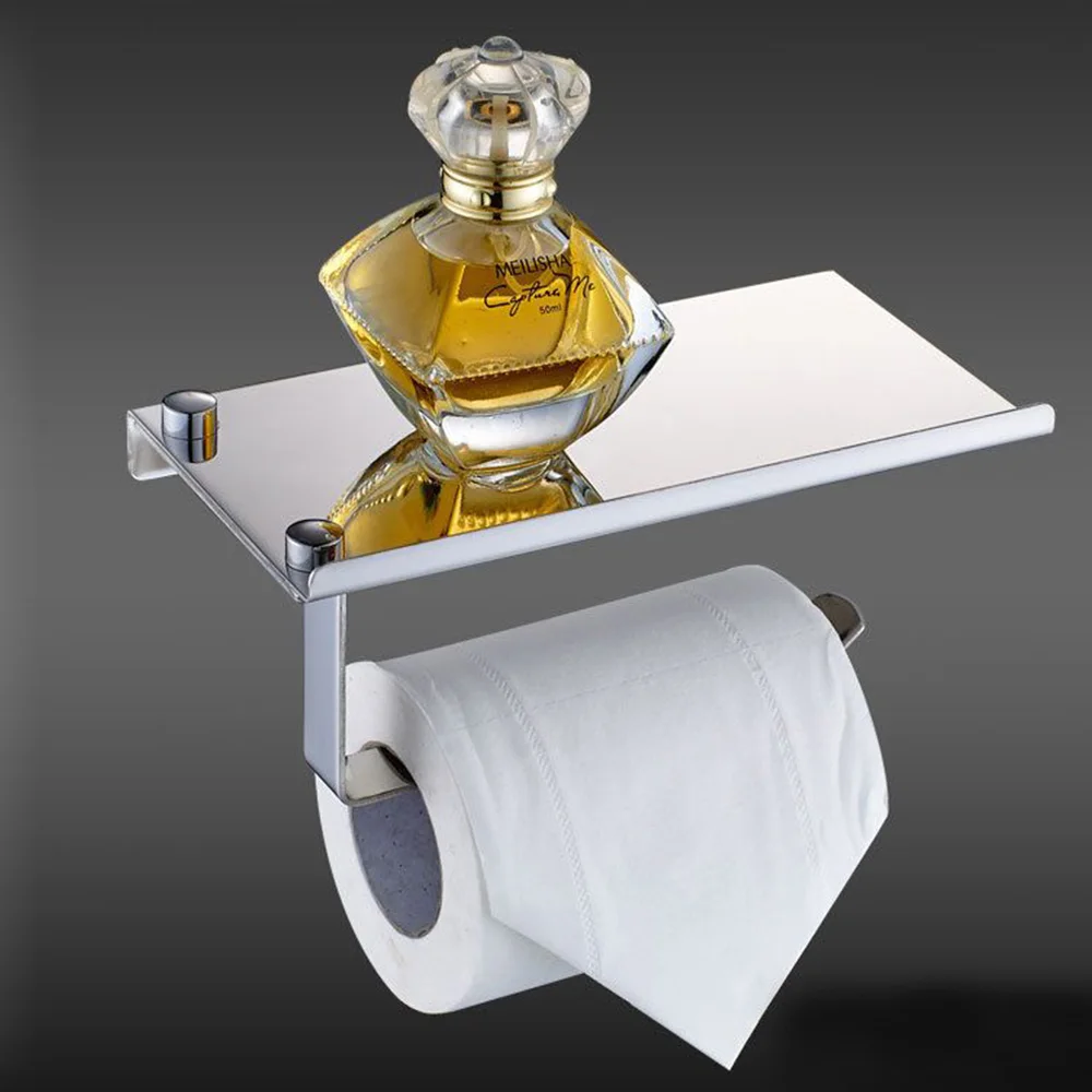 

Stainless Steel Tissue Holder Hanging Toilet Roll Paper Holder Towel Rack Mobile Phone Soap Shelf For Bathroom Accessories