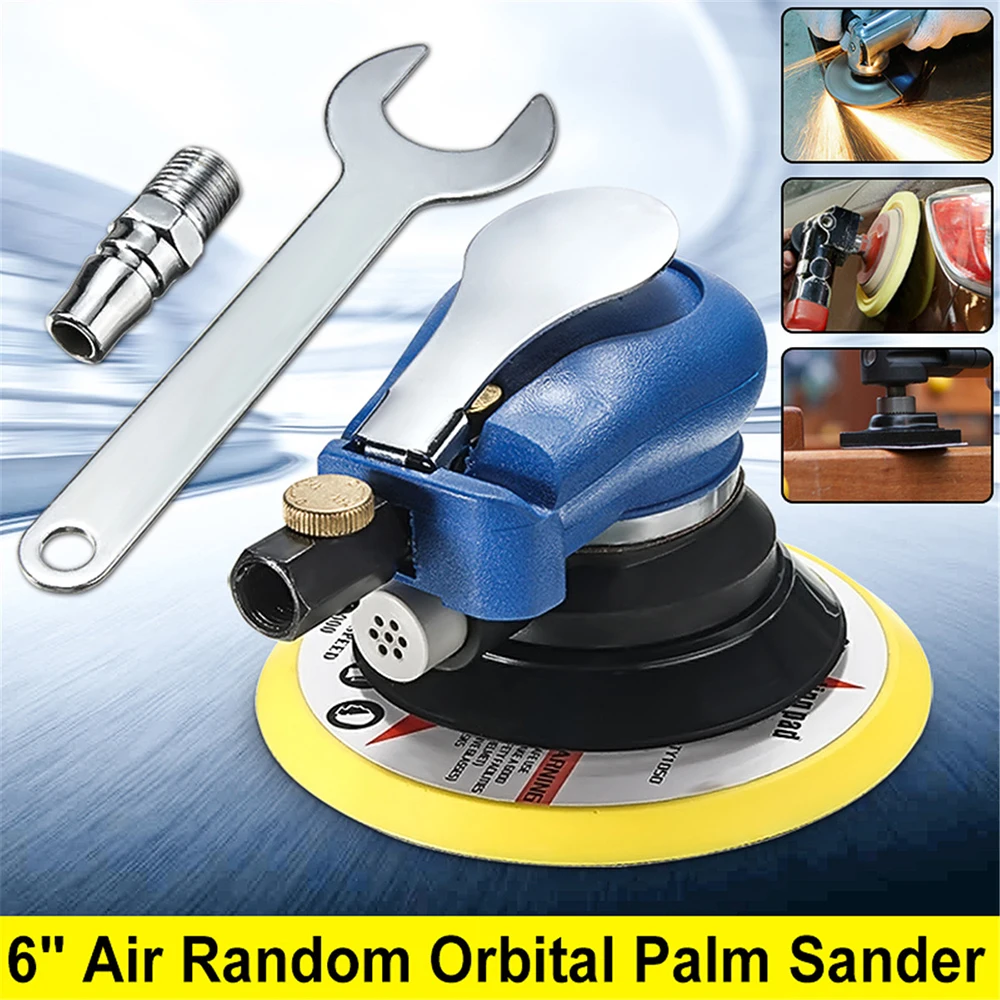 

6" 10000rpm Pneumatic Random Orbital Palm Sander Polisher Air Powered Orbit Polisher Polishing Grinding Sanding