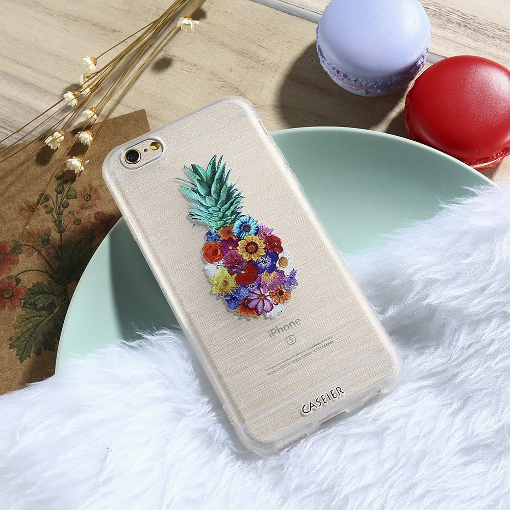 CASEIER милый мультяшный чехол для iPhone 5 5S 6 6s 7 8 Plus цветок арбуз Силиконовый