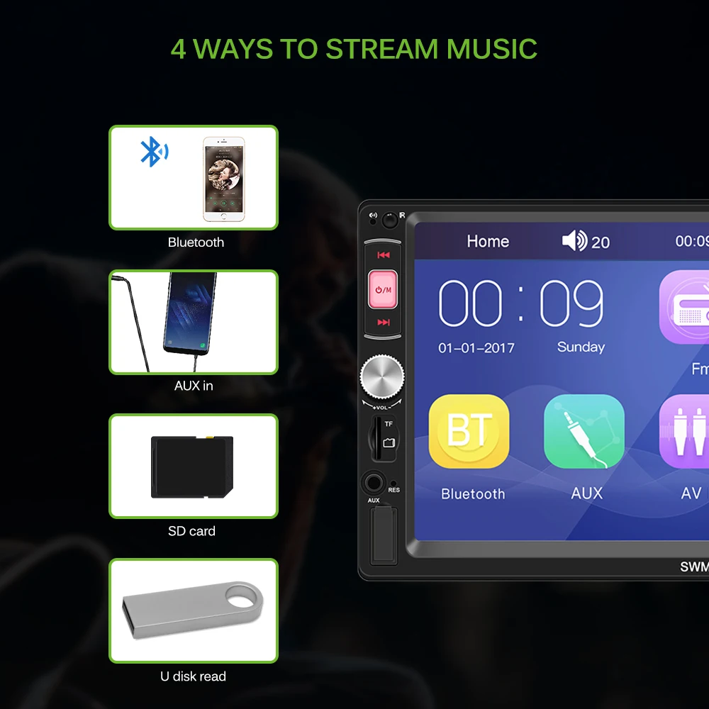 X4 7 Inch Car Mp5 Player Bluetooth Steering Wheel Control Supporting Android 8.1 IOS Electronics Remote Controller | Автомобили и