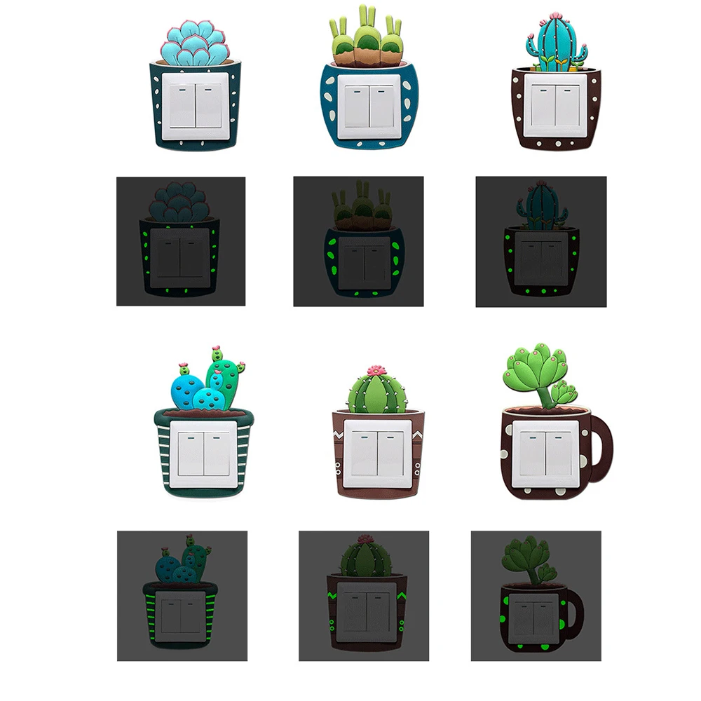 2019 милый мультяшный переключатель наклейки 3D кактус флуоресцентная Наклейка на