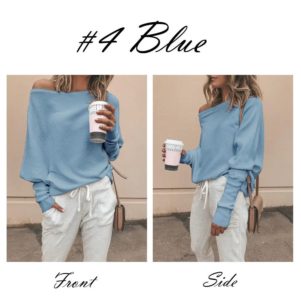 Модный женский Повседневный свободный свитер с открытыми плечами пуловер