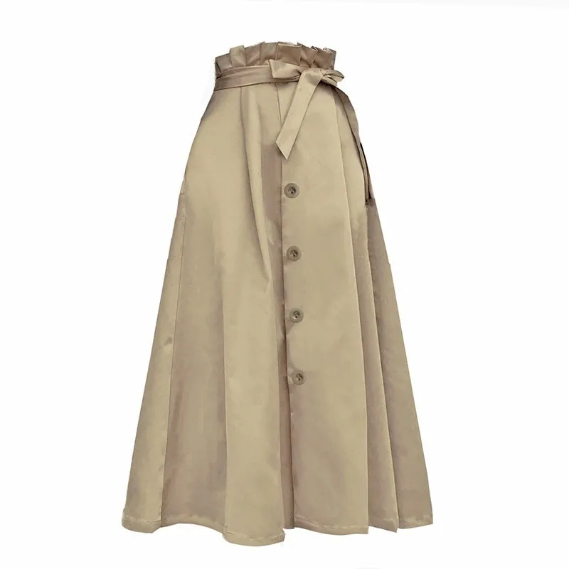 CHICEVER Autumn Winter Women's Skirt Bow Bandage High Waist Big Hem Long Skirts For Women Korean Fashion Vintage Clothes Tide | Женская