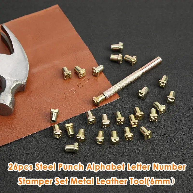 26 шт. набор стальных штампов с алфавитом для кожаных инструменты Английских Букв