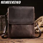 Винтажная мужская сумка через плечо из натуральной кожи, маленький вертикальный мессенджер для Ipad А4 в стиле ретро, 8069