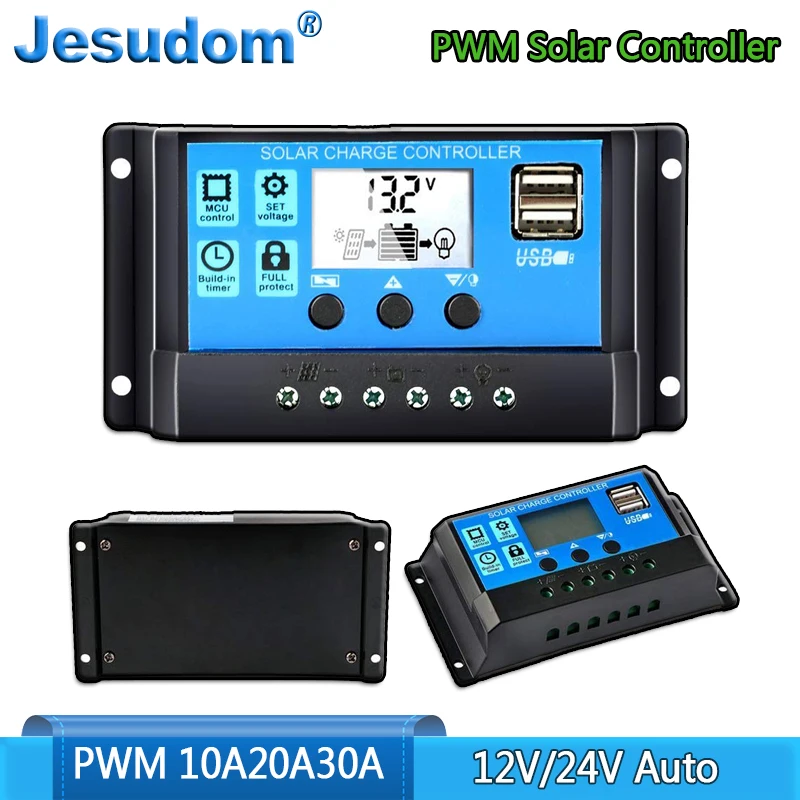 30A 20A 10A 12V/24V ЖК дисплей PWM Напряжение блок управления установкой на солнечной