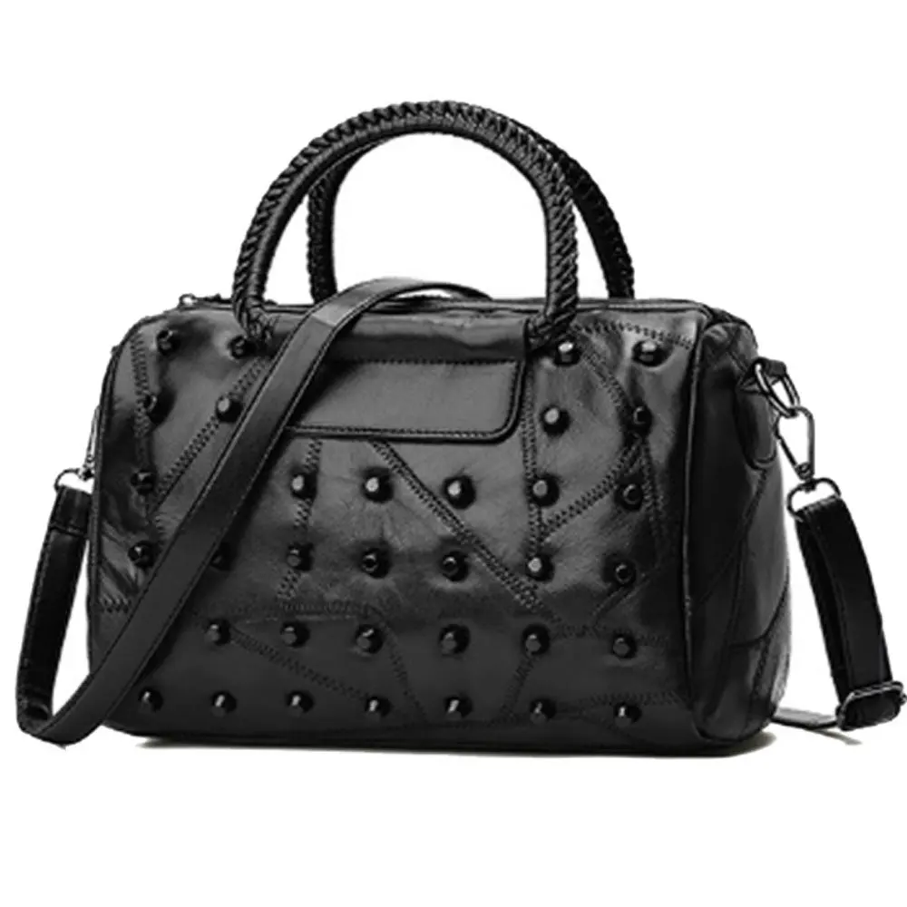 Women's Handbags Purses Totes Top Studded Handle Bags Black | Багаж и сумки