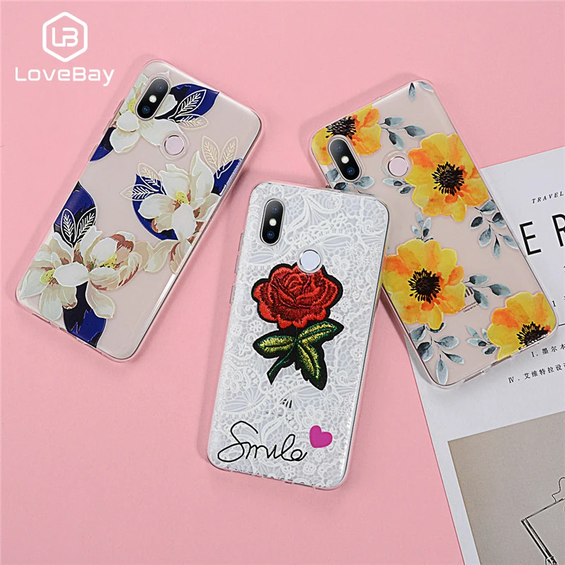 Lovebay чехол 3D рельеф цветочный для Xiaomi mi 8 мягкие розы защитная накладка на заднюю