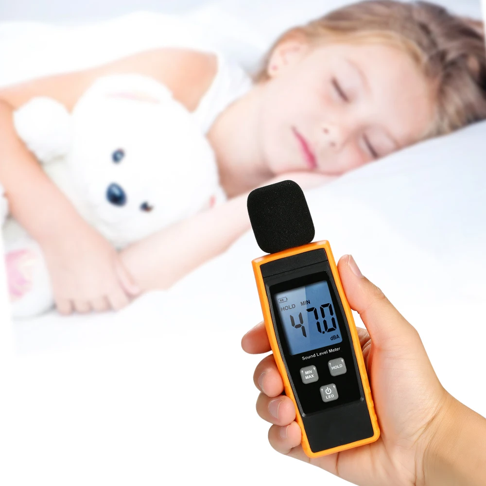 

LCD Digital Sound Level Meter DB Meters 30-130dBA Noise Volume Measuring Tool Decibel Monitoring Tester with Data Hold Mode