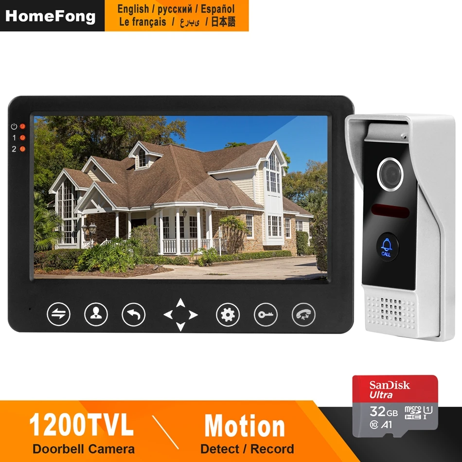 Видеодомофон HomeFong 1200TVL широкий угол Поддержка обнаружения движения запись для
