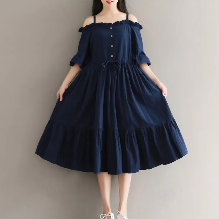 Женское платье средней длины с вырезом лодочкой летнее рукавом-бабочкой и |