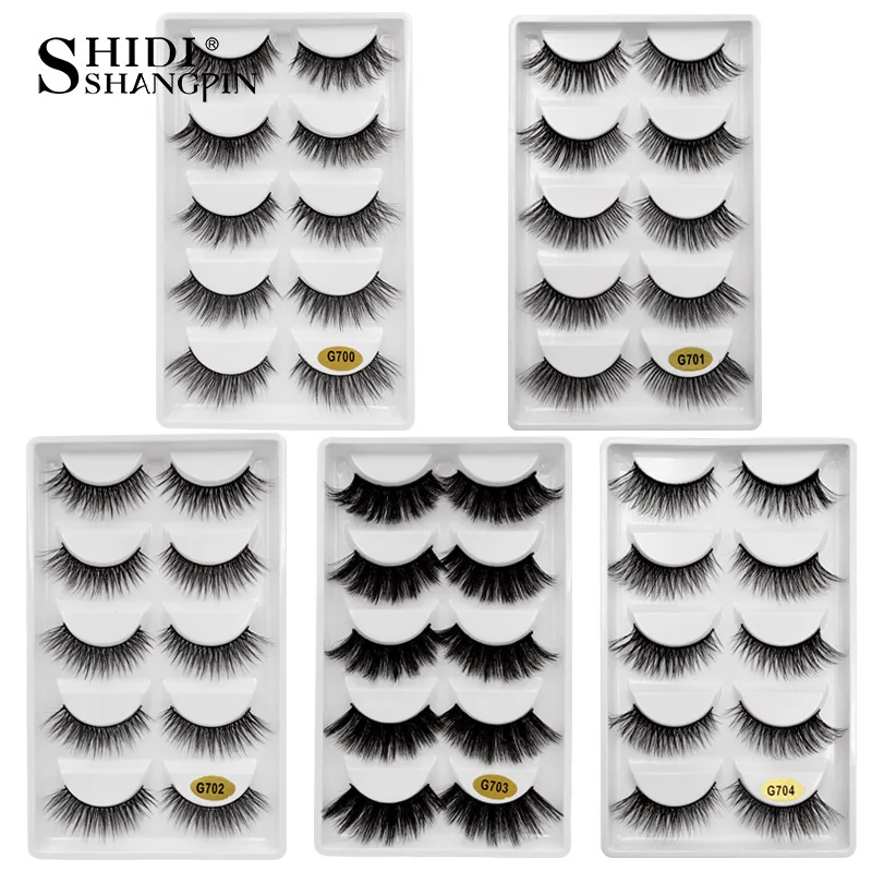 SHIDISHANGPIN 5 пар 3D норковые ресницы натуральные накладные 13style Lashes Soft пышные