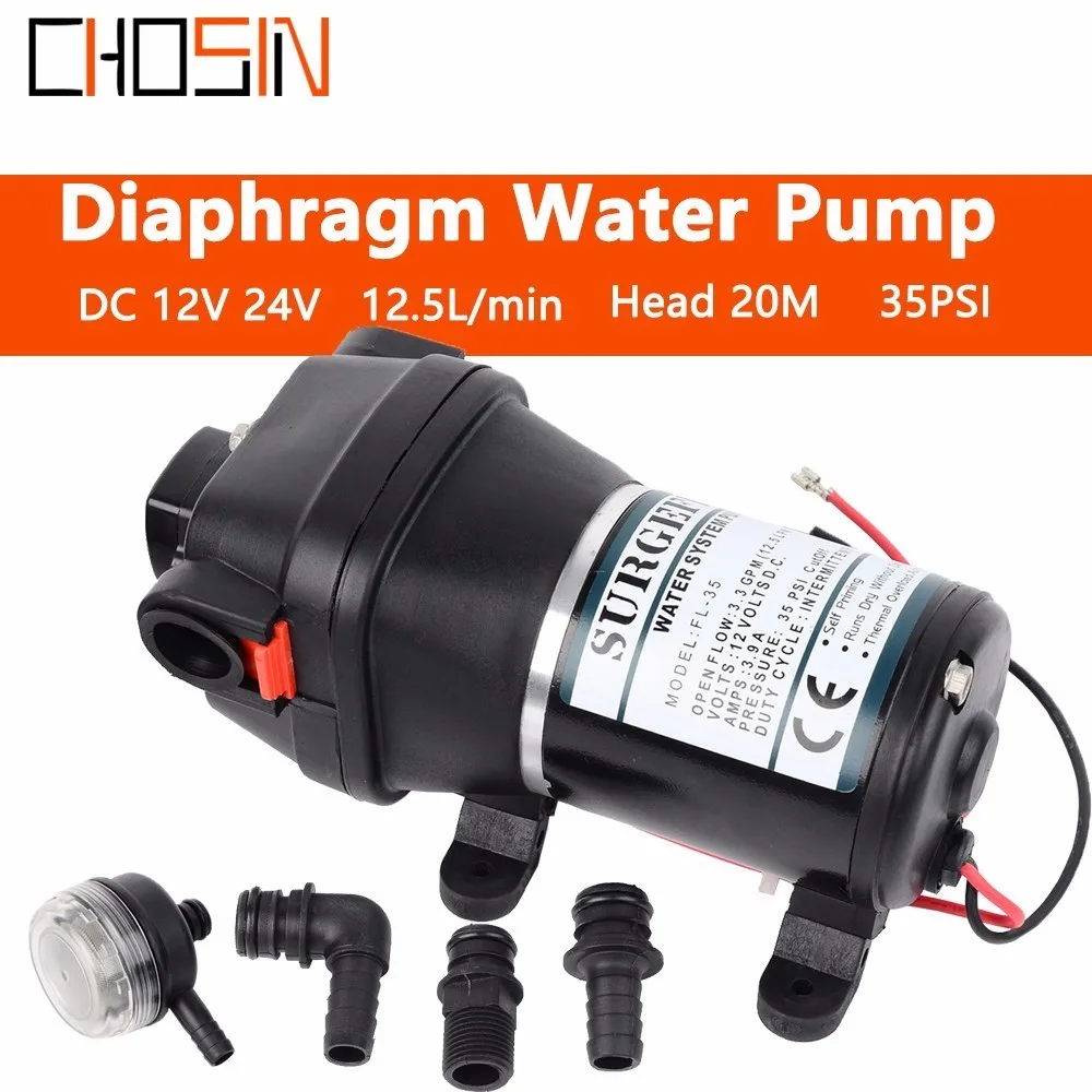 Fl 34 35 12v 24v 120w 35psi Lift Max 20m Dc микро диафрагменный насос для орошения мотоцикла Rv