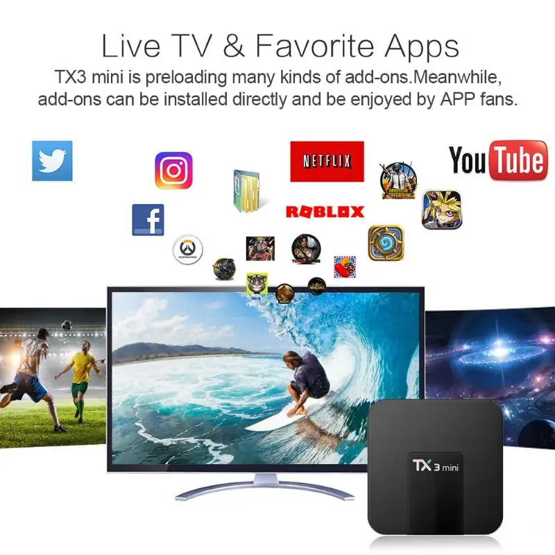 ТВ приставка TX3 Mini с новым дизайном Android 7 1 четырехъядерный процессор Amlogic S905W 1G + 8G