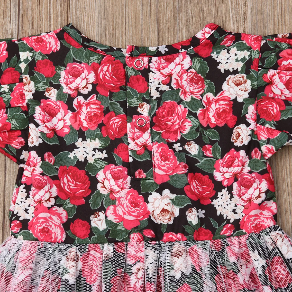 Toddler Kid Baby Girl Costume Floral Dress 2019 Summer Sleeveless Button Lace Tutu Party Dresses Outfit | Детская одежда и обувь